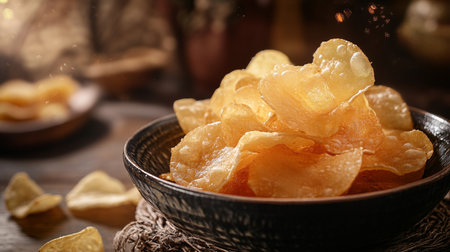 Tasty candied fruit in bowl on wooden table, closeupの素材
