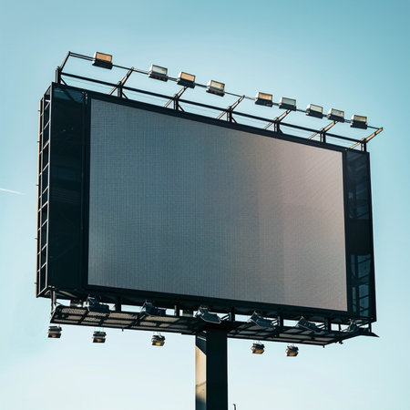 Blank billboard for advertisement on blue sky background. 3d renderingの素材