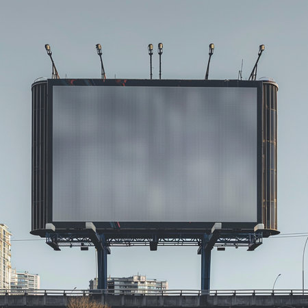 Large blank billboard on a city street. Mock up, 3D Renderingの素材