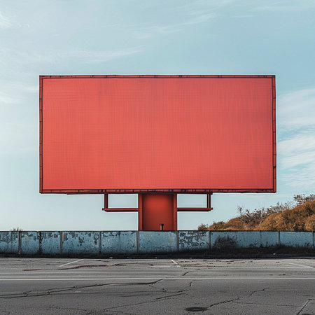 Large blank billboard on a city street, ready for new advertisement.の素材