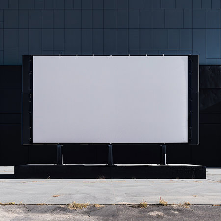 Blank billboard in front of black wall. Mock up, 3D Renderの素材
