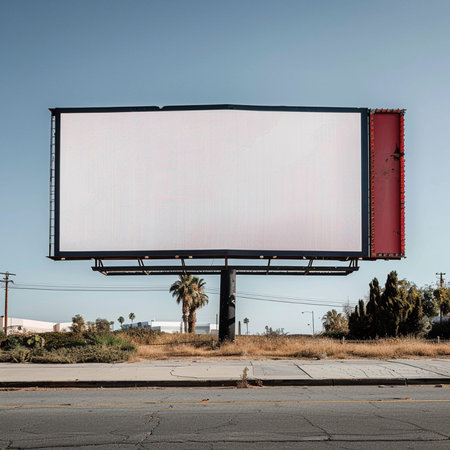 Blank billboard on a street in California, United States of Americaの素材