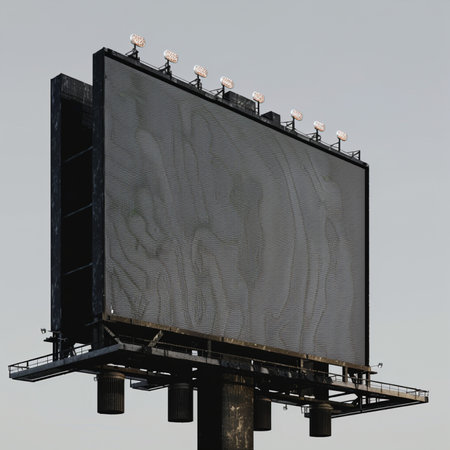 Blank billboard on the sky background. 3d render illustration.の素材