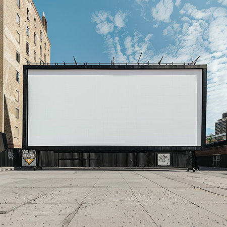 Large blank billboard on a city street, mock up, 3D renderingの素材
