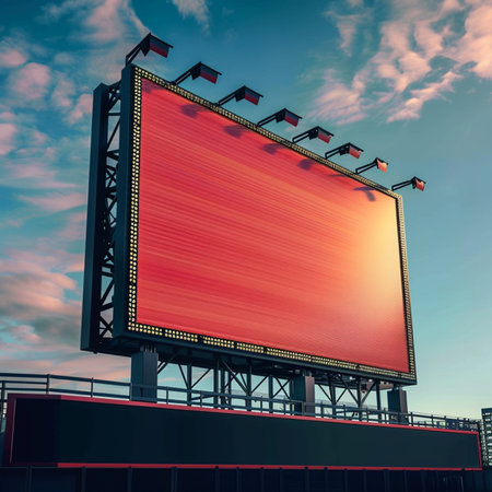 Large blank billboard on a background of blue sky. 3d renderingの素材