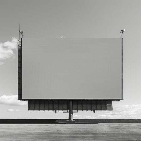 Blank billboard on the street. Black and white. 3d rendering.の素材