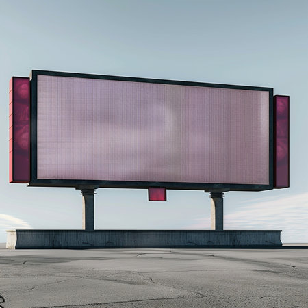 3d rendering of a blank billboard on a road with sky backgroundの素材
