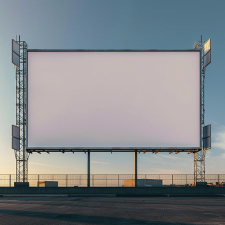 Large blank billboard on a highway, ready for new advertisement. 3d renderの素材