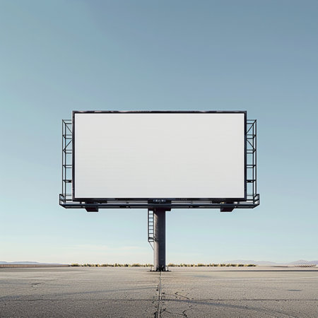 Blank billboard in the middle of the road. 3d renderingの素材
