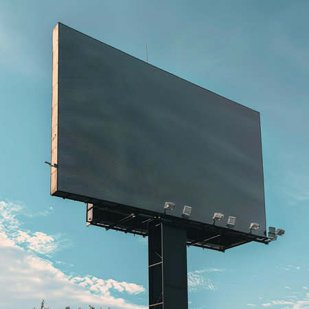 Blank billboard on blue sky background. Mock up, 3D Renderingの素材