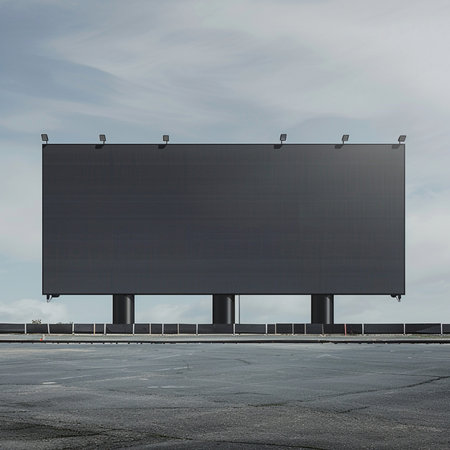 Blank billboard on the road with sky background. 3d renderingの素材