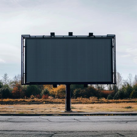Blank billboard on the road in the countryside. 3d renderingの素材