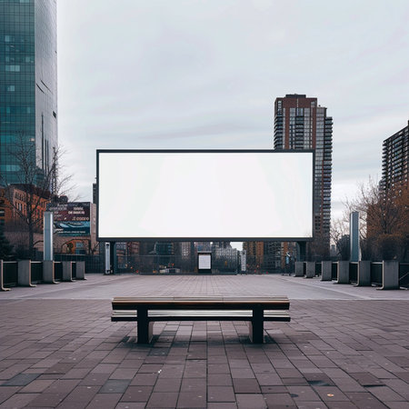 Blank billboard in the city. Mock up, 3D Renderingの素材