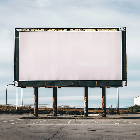 Large blank billboard with copyspace on the side of a road.の素材