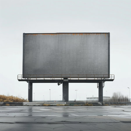 Large blank billboard on a city street, ready for new advertisement.の素材