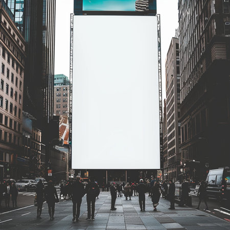 Blank white billboard on street in New York City. Mock up, 3D Renderingの素材