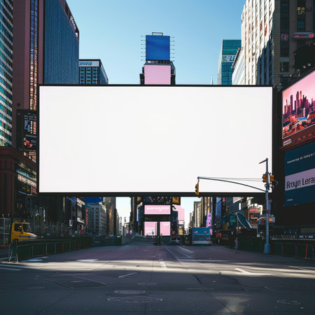 Blank billboard at Times Square in New York City. 3D Renderingの素材