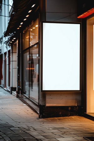 Blank billboard in the street at night, mockup for your designの素材
