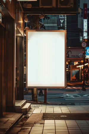 Blank billboard in the city at night. 3d rendering.の素材