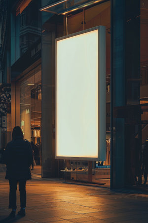 Blank advertising billboard in the city at night. 3d renderingの素材