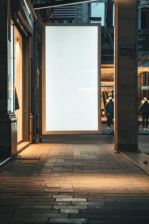 Mockup of blank signboard on street in London, UKの素材