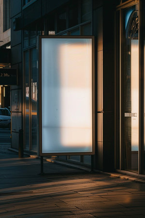 Mock up of a blank billboard on a street in the eveningの素材