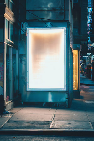 Blank billboard on the street in New York City, USA.の素材