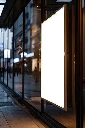 Blank billboard in city at night. Mock up, 3D Renderingの素材