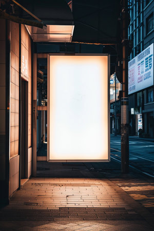 Blank white signboard on the street in Tokyo, Japan.の素材
