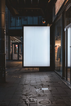 Blank billboard in the city at night. 3d rendering.の素材