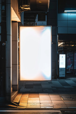 Mock up of a white billboard on a street in Tokyo, Japanの素材