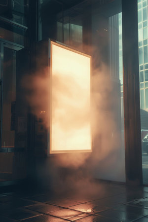 Smoke coming out of the entrance to the building. 3d renderingの素材