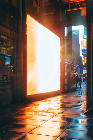 Big white blank advertising billboard in Times Square in Manhattan.の素材