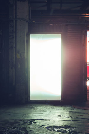 Blank billboard in the underground passage at night. Mock up, 3D Renderの素材