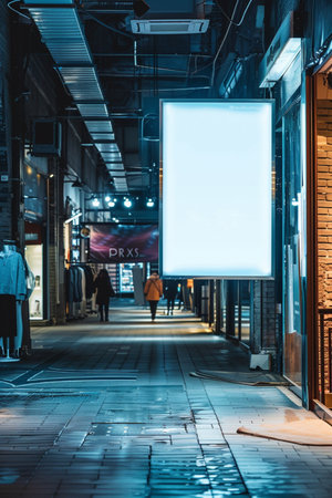 Blank billboard on the street at night, mock up for designの素材