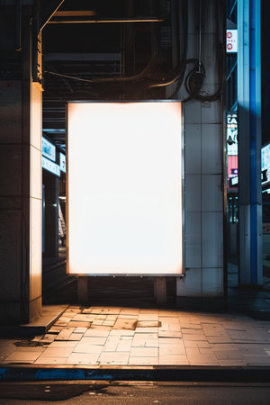 Blank white billboard on a subway station in Hong Kong, China.の素材