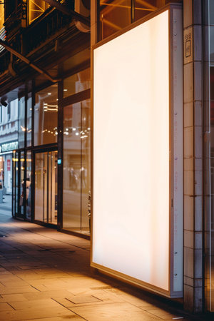 Blank white billboard on the street in London, UK. Verticalの素材