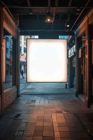 Blank white billboard on a street in Paris, France. Verticalの素材