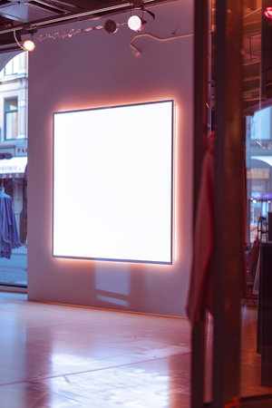 Blank white billboard in a shopping mall, mockup for your designの素材