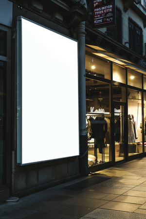 Blank billboard in the city at night. 3d rendering.の素材