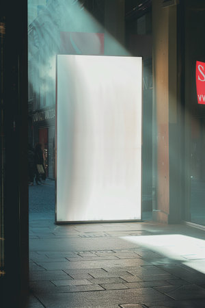 Blank white billboard in the city street. 3d rendering.の素材