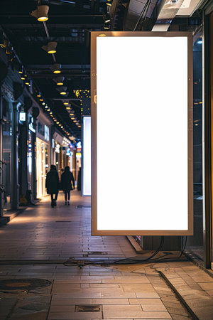Blank advertising billboard in the city at night. Mock up, 3D Renderingの素材