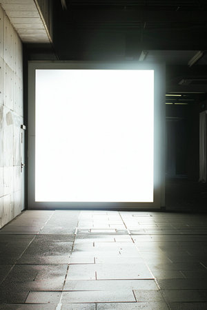 Blank white billboard in the underground passage, ready for your textの素材