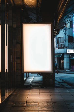 Blank billboard in the city at night. 3d rendering.の素材