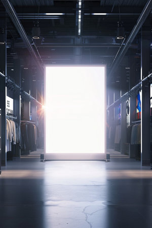 Blank white door in modern clothes store. Mock up, 3D Renderingの素材