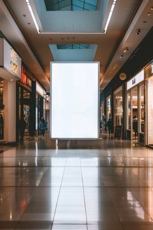 Blank billboard in a shopping mall, 3d rendering mock upの素材
