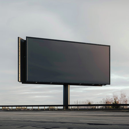 Blank billboard on the highway. 3d rendering. Computer digital drawing.の素材