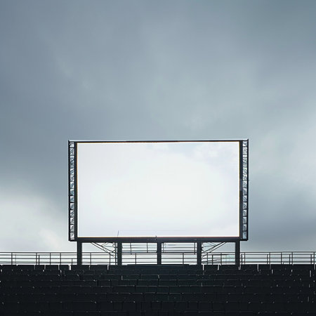 Blank billboard on the stage with cloudy sky. 3d renderingの素材