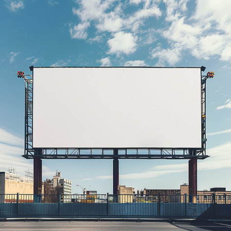Large blank billboard on a city street. Mock up, 3D Renderingの素材