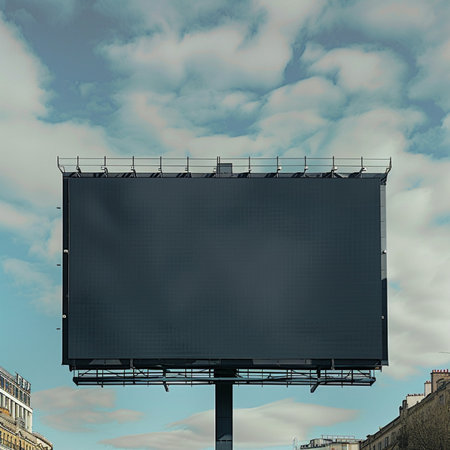 Blank billboard on a city street. Advertisement concept. 3D Renderingの素材